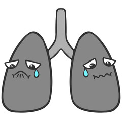 cartoon sad sick smoker lungs illustration