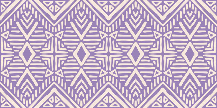 Fototapeta Hand drawn Batik pattern seamless. Geometric doodle abstract illustration, wallpaper. Tribal ethnic vector texture. Aztec style. Folk embroidery. Indian, Scandinavian, African rug, tile background.