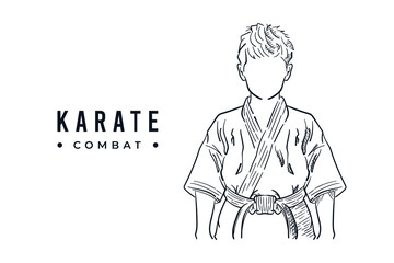 Karate fighter hand drawn sketch line drawing vector illustration © Rizkreativ