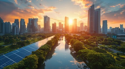 Naklejka premium Renewable energy industry's ESG metrics and sustainability featured in a corporate report