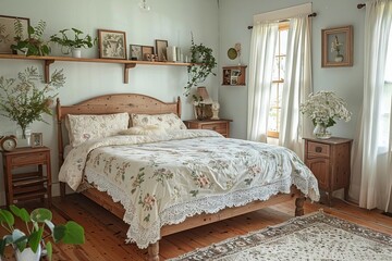 A Cottagecore bedroom that celebrates simplicity and charm