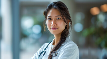 Fototapeta premium Doctor with Confidence and Professionalism in Her Work Environment