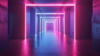 Surreal 3D installations with neon accents, creating a futuristic gallery setting, ideal for avantgarde exhibitions and forwardthinking art presentations
