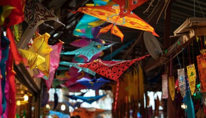 Obraz premium Captivating Thai Kites: Wao Chula and the Colorful Creations