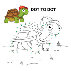 Connect the dots to the dots Animal coloring book for kids Vector Illustration With Cartoon Animal Characters
