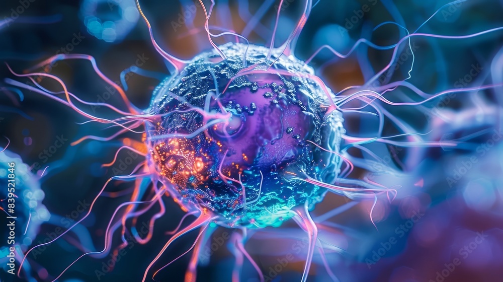 Aufkleber a closeup image of a white cell using its plasma membrane to encapsulate and destroy a harmful paras
