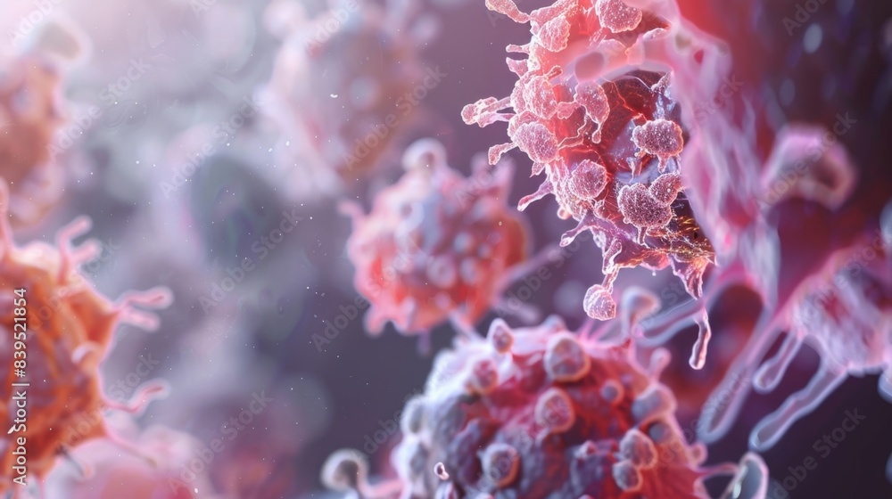 Poster closeup of a white cell using its cytoplasmic extensions to capture and remove dead cells and debris