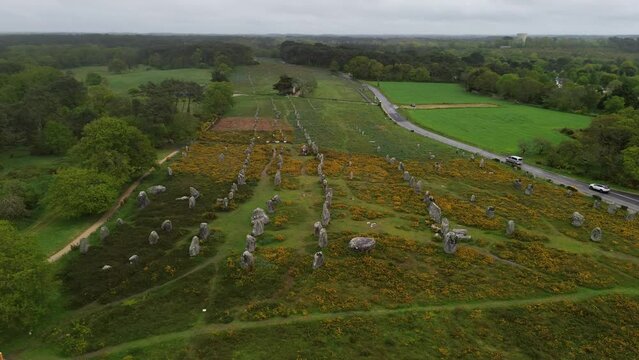 drone video M&eacute;nec alignements Carnac France Europe	