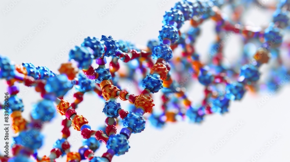 Poster zoomedin image of the sugarphosphate backbones of the dna double helix exhibiting the alternating pa