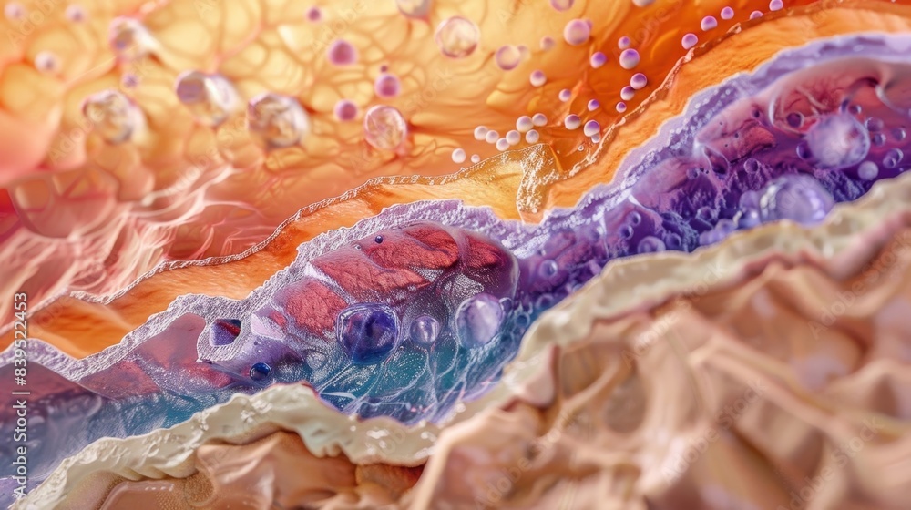 Poster a cross section image of the dermis showing collagen fibers and how they contribute to the skins str