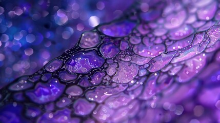 Microscopic view of beta cells in the pancreas highlighted by their distinct purple staining