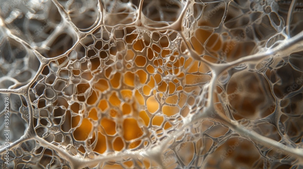 Poster a closeup of the zona pellucida the outer protective layer of the ovum showing its delicate and fibr