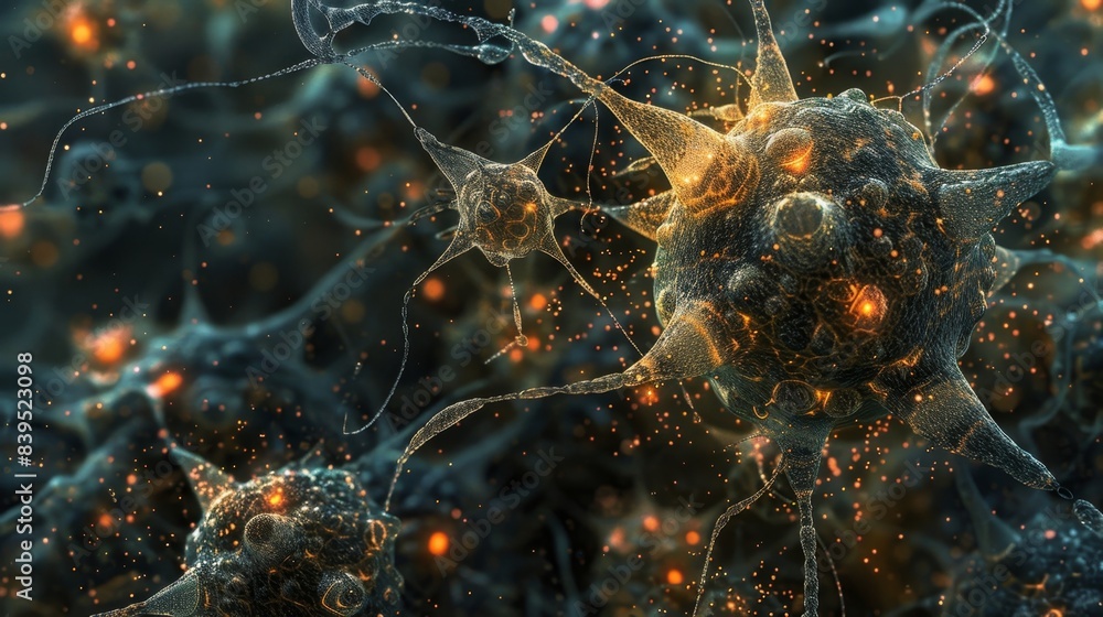 Aufkleber an intricate network of endocrine cells connected by a complex system of ducts and actively releasin