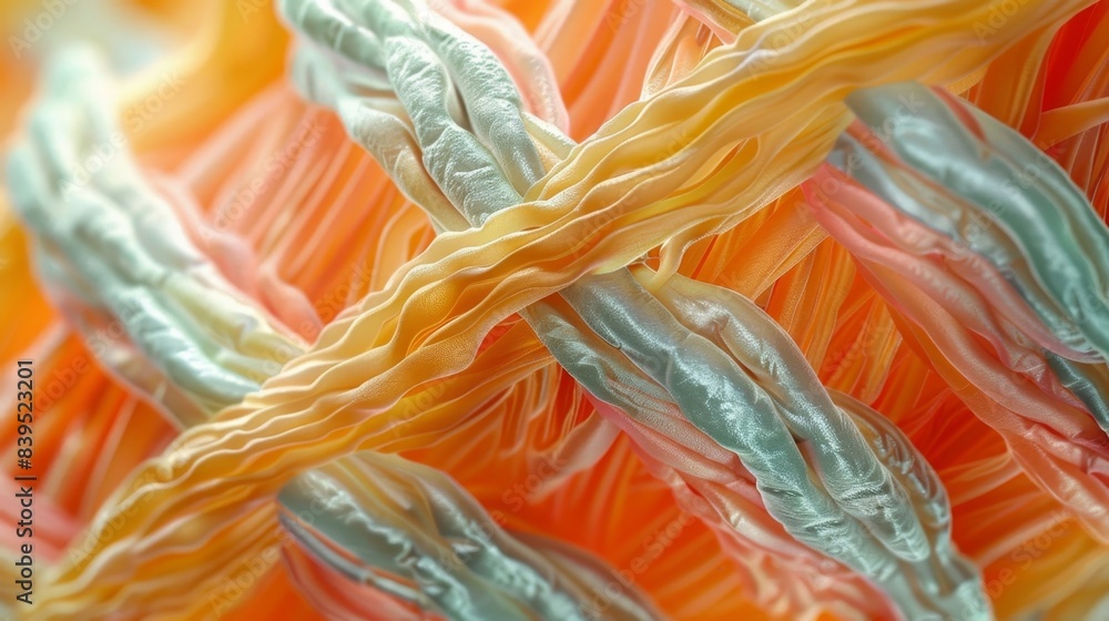 Poster a highly magnified image showing the intricate structure of the sarcomere the basic unit of muscle c