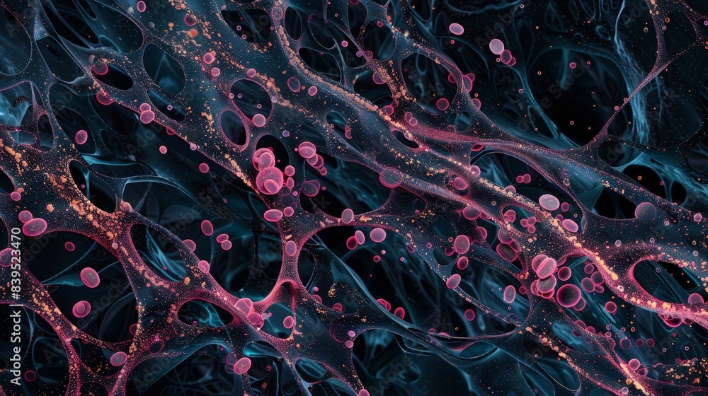 Poster thin section of adipose tissue revealing the intricate network of extracellular matrix that supports