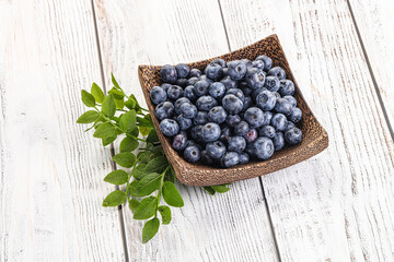 Ripe sweet blueberry in the bowl
