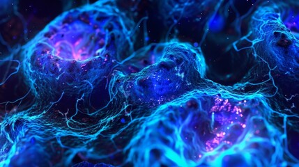 Obraz premium Fluorescent staining of adipose cells revealing their unique lipidrich cytoplasm and prominent nuclei