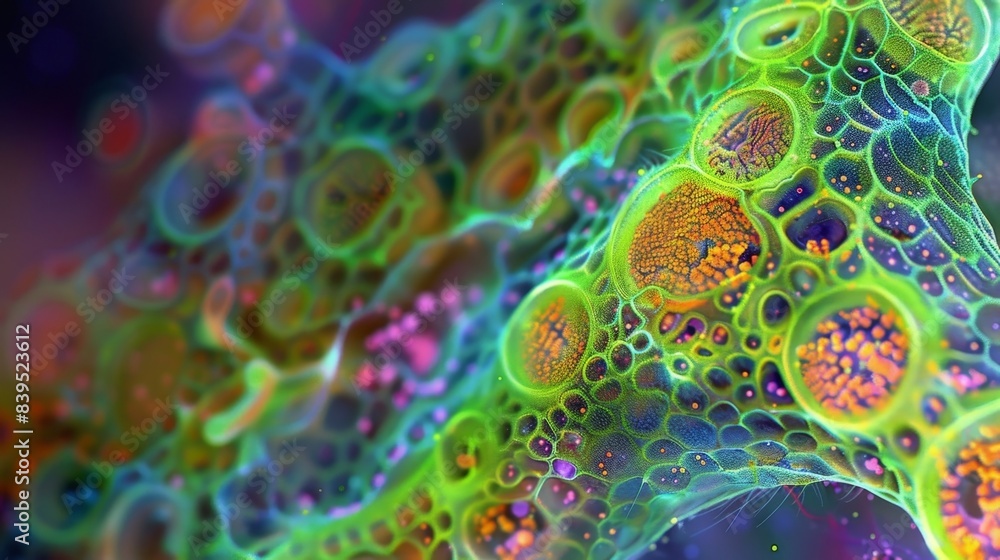 Poster a microscopic view of the placentas external surface dotted with millions of tiny cells that work in