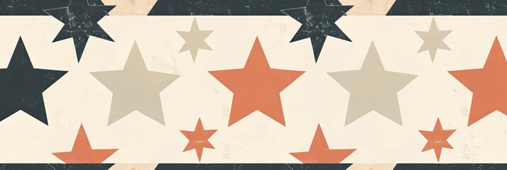 Fototapeta premium Simple star shapes in muted tones, arranged in a subtle and minimalist pattern