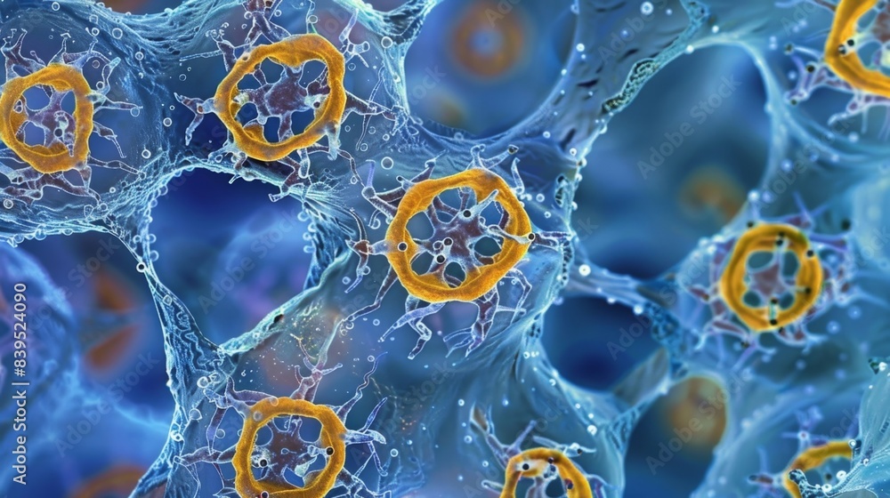 Poster a magnified view of thyroid cells displaying their specialized cell junctions enabling effective com
