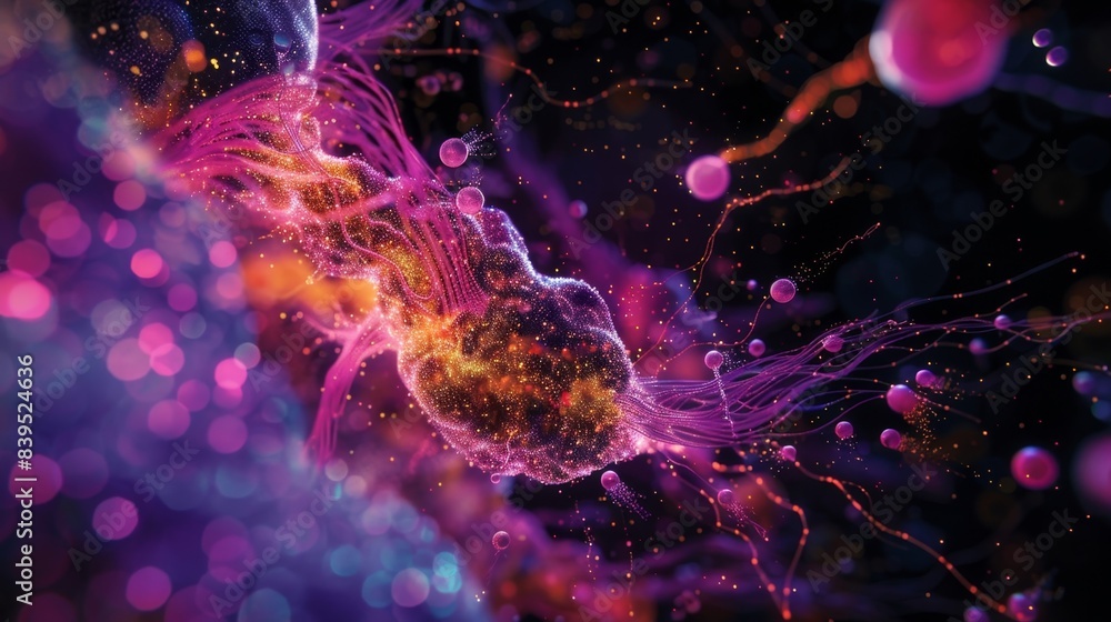 Aufkleber a timelapse confocal microscopy image capturing the movement of molecules through nuclear pores high