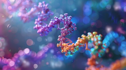 Fototapeta premium The RNA polymerase molecule attaching to the DNA strand and beginning the transcription process