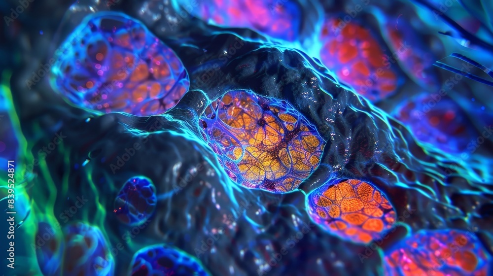 Aufkleber a closeup view of a stem cell niche within the liver tissue revealing the intricate network of hepat