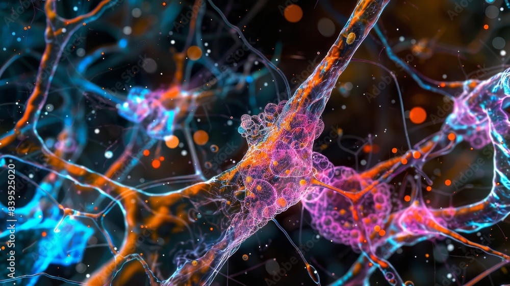Poster a microscopic view of the complex network of interconnected synovial cells each with a crucial role 