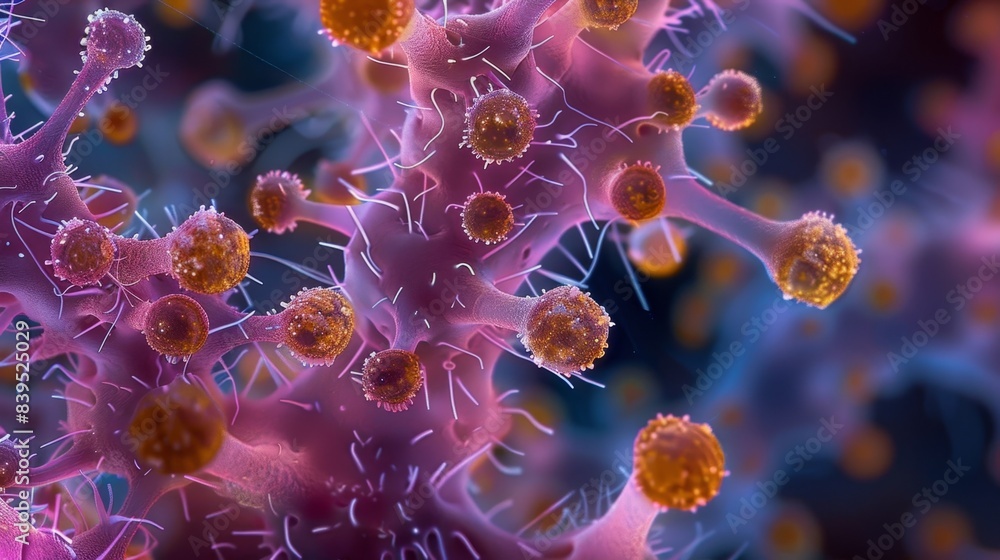Poster a microscopic glimpse of the complex interactions between immune cells and synovial cells as they wo