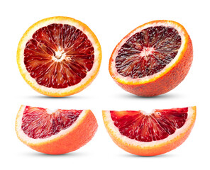 Red blood oranges on transparent png