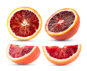 Red blood oranges on transparent png