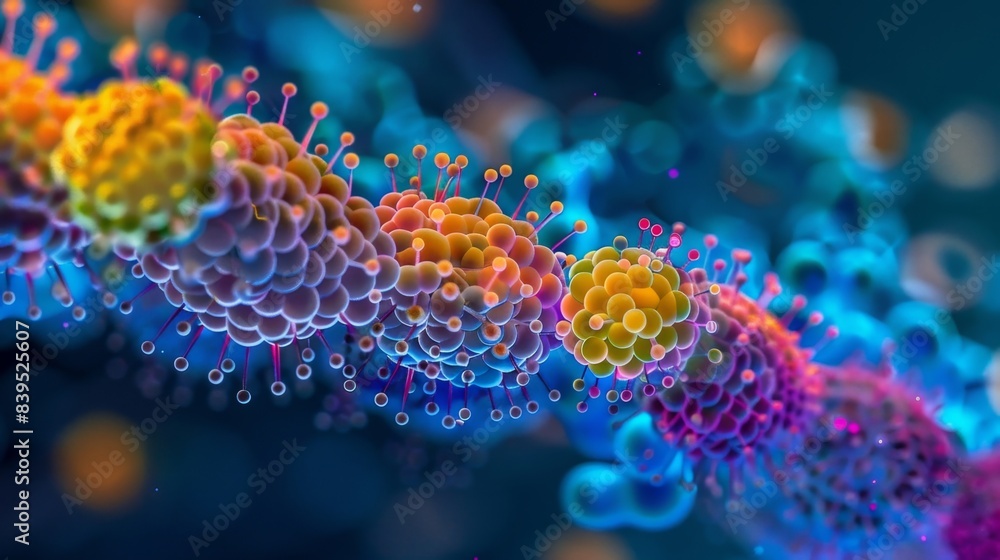 Poster magnified view of proton pumps working in tandem creating a gradient of protons across the membrane
