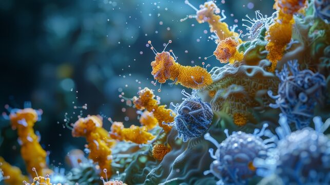 An enlarged view of a cyclindependent kinase CDK enzyme a key player in cell cycle control