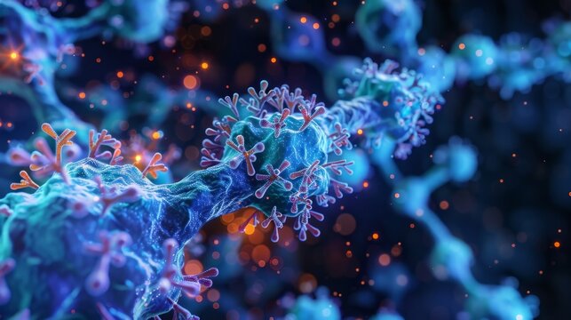 A closeup of a growth factor receptor which triggers signaling pathways that control the progression of the cell cycle