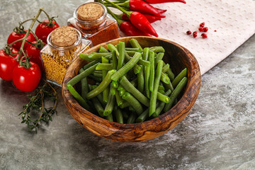 Vegan cuisine - boiled green bean