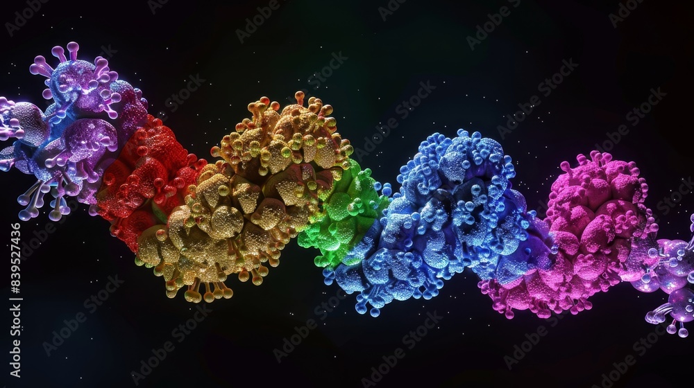 Poster a highresolution image showcasing the four different types of histones with distinct sequences and f