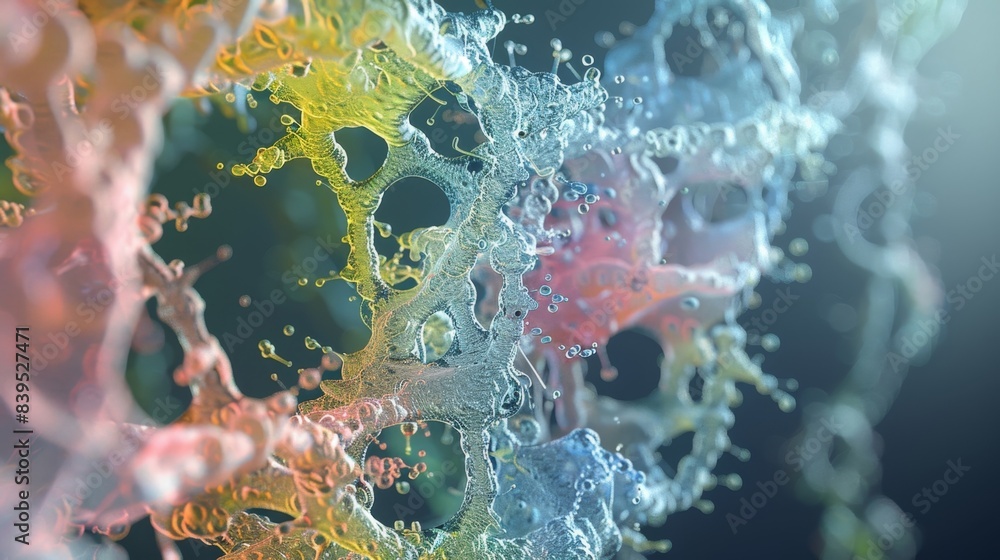 Poster a 3d reconstruction image revealing the complex network of interactions between histone proteins and