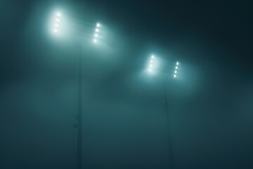 A foggy dark background with stadium lights