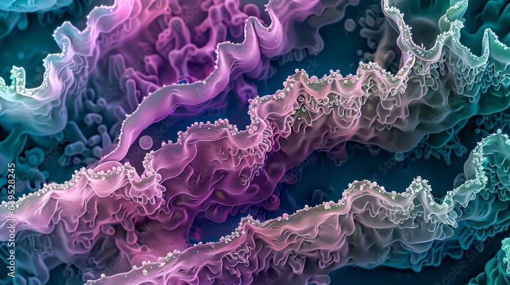 Poster an electron microscope image of tight junctions in epithelial cells revealing the complex structure 