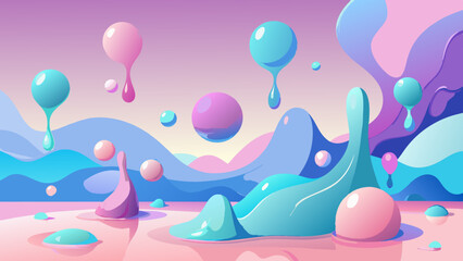 Fantastical Candyland Landscape with Surreal Pink and Blue Hues