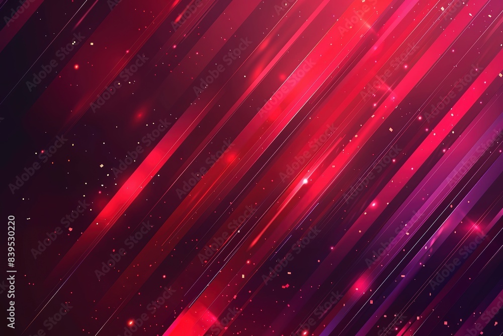 Poster red abstract background with diagonal lines and glowing elements