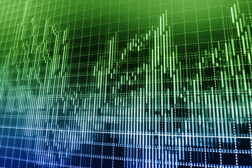 Green color Abstract financial background trade colorful Stock market graph concept and background Abstract virtual financial graph hologram on contemporary office building background,