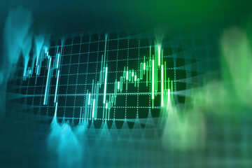 Electronic virtual platform showing trends and stock market Electronic virtual platform showing trends and stock market World economics graph Stock market quotes on display Green color