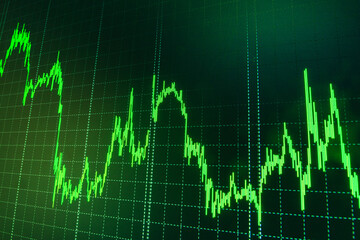 Finance business background Green chart or up trend market Financial graphs analysis stock market charts Candle stick graph chart of stock market investment trading Stock chart and pen