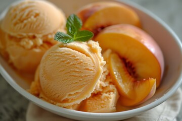 Peach ice cream food photo