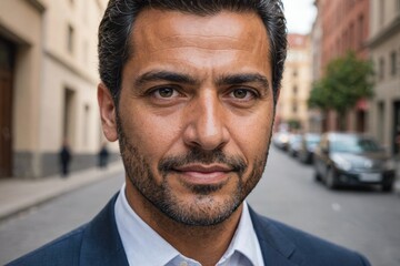 Obraz premium Close up portrait of latin businessman