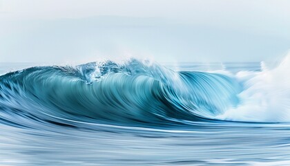 Description: A mesmerizing ultra sharp photo freezes a colossal breaking blue ocean wave, its