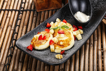 Russian cuisine curd pancake Syrniki