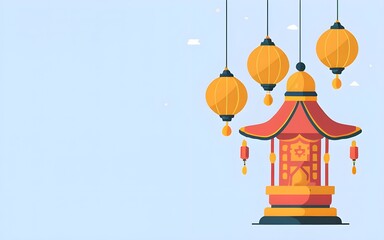 Fototapeta premium Illustration of an oriental lamp. Colorful. With empty space for text or greeting card design.