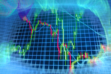 Stock exchange chart background Financial background Abstract stock market diagram trade Market analysis for variation report of share price Study the stock market data on the screen